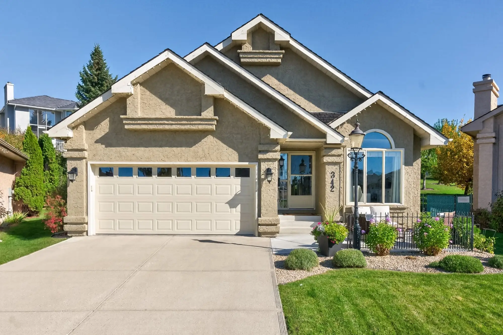 Front elevation and double garage