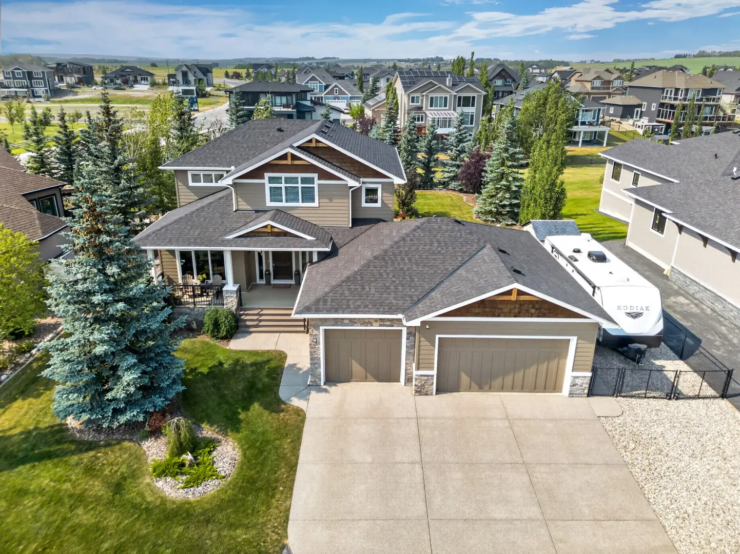 Aerial drone photograph of a Calgary property