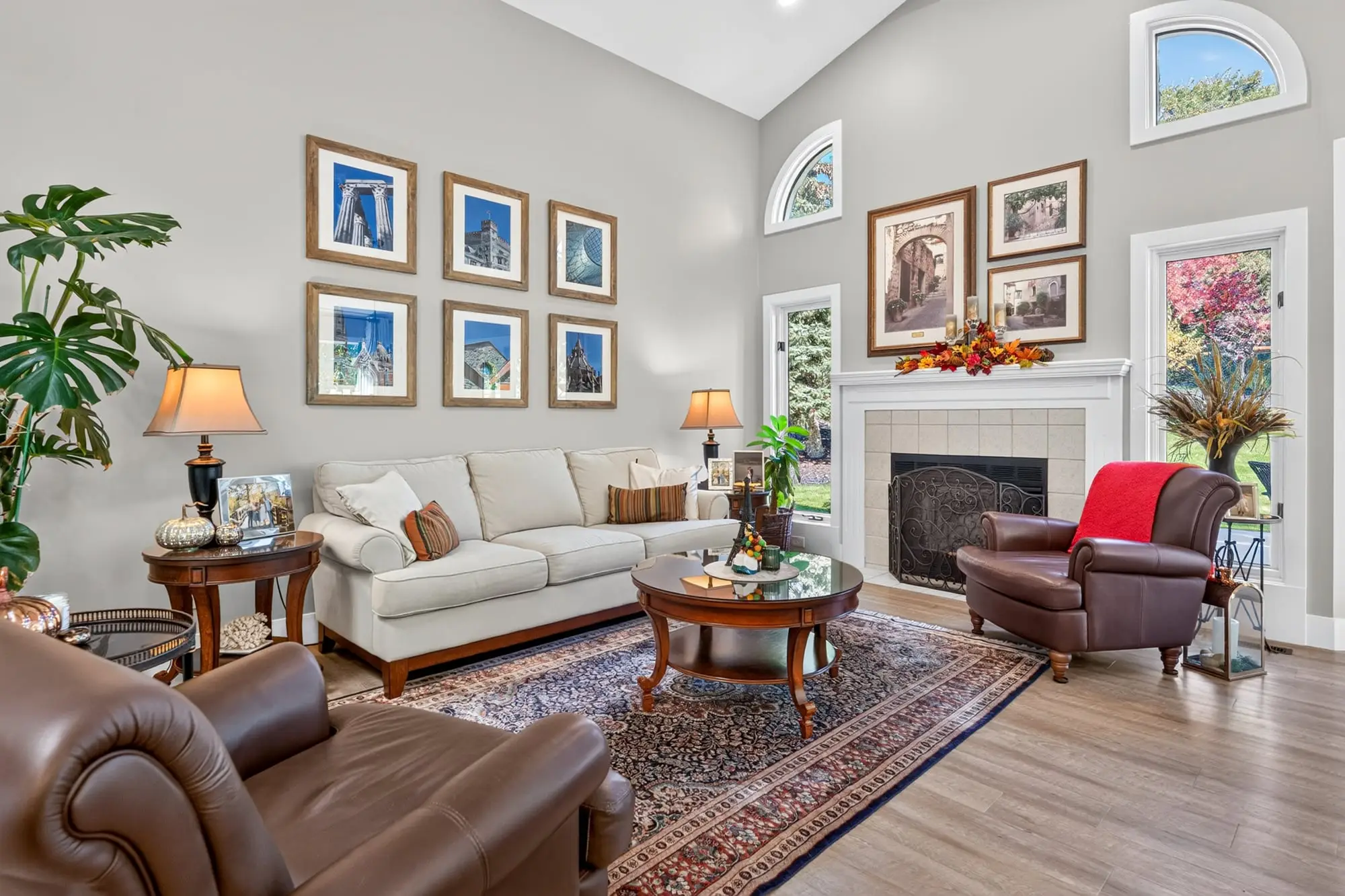 Living room and gas fireplace