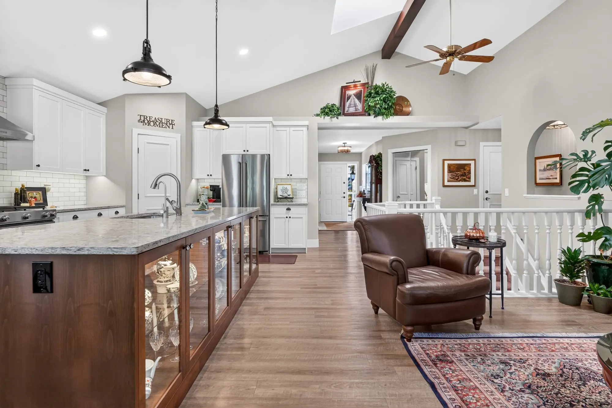 Kitchen and dining from the living room
