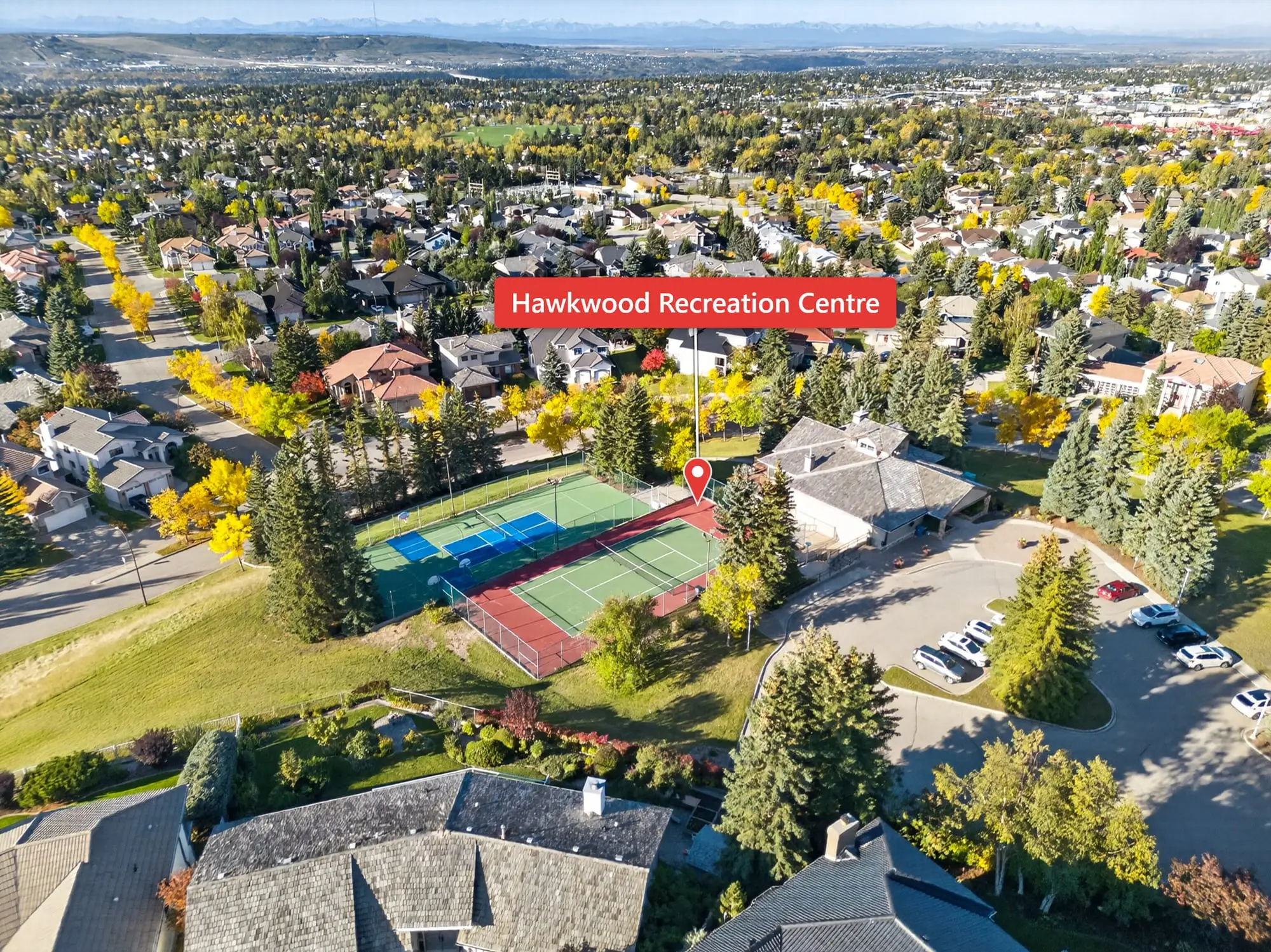 Aerial view of the Hawkwood Recreation Centre