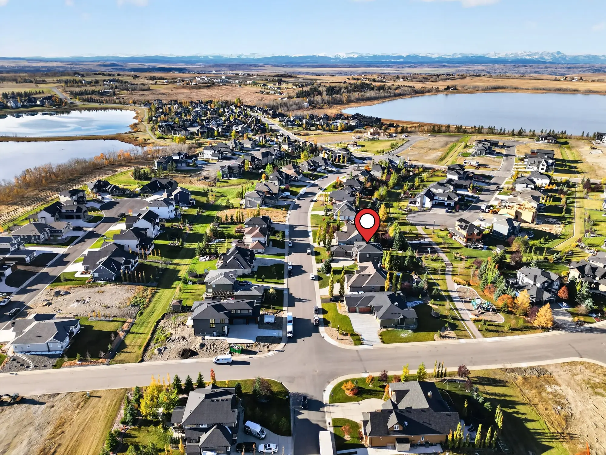 Aerial view with the property pinned