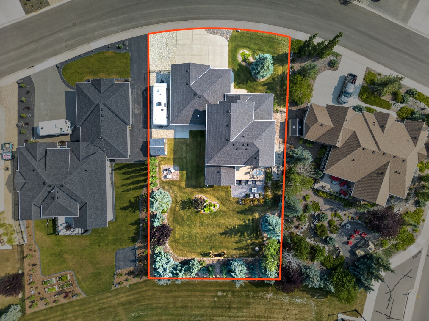 Aerial drone photograph of a Calgary property